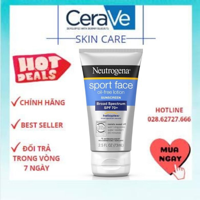 Kem Chống Nắng Neutrogena Sport Face Oil-Free Lotion SPF 70+ (73ml)