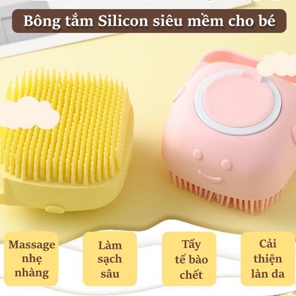 Bông tắm silicon có ngăn đựng xà bông hình vuông, Bông tắm ngăn chứa