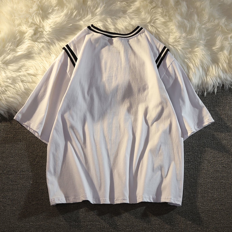 Áo Thun Ngắn Tay Giả Hai Lớp Phong Cách Hàn Quốc Hàng Mới Dành Cho Nữ Sinh