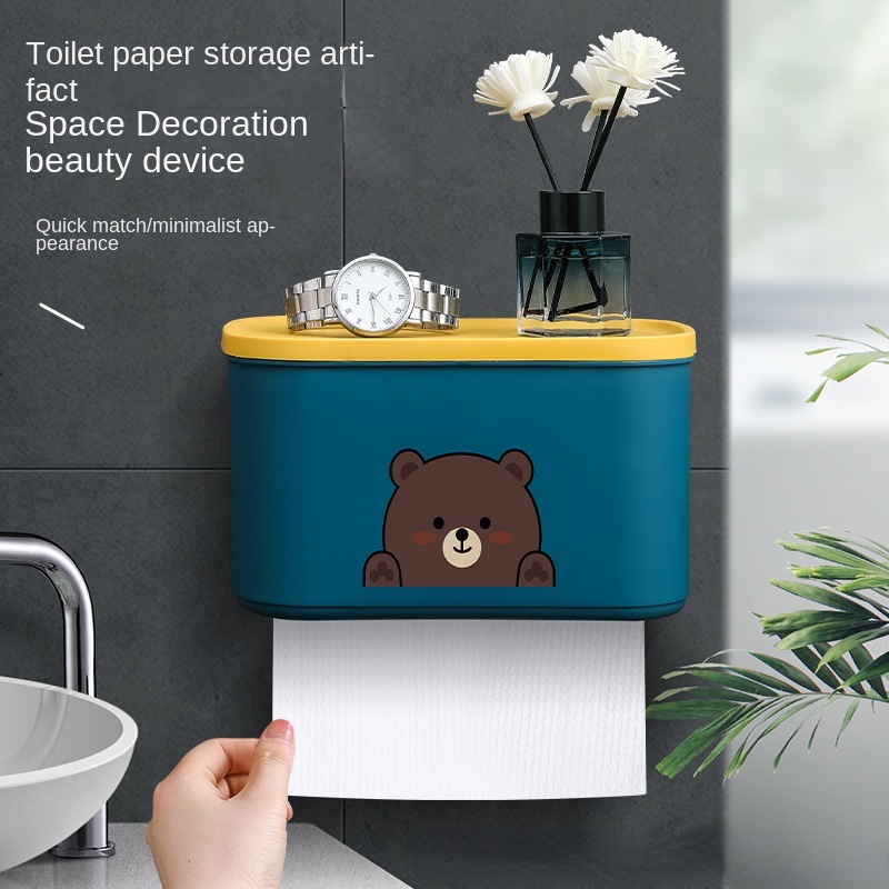 Hộp Đựng Cuộn Giấy Vệ Sinh Gắn Tường Chống Nước Không Cần Khoan Lỗ