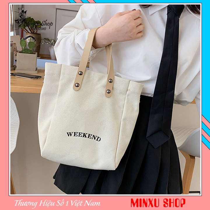 SET 2 Túi vải canvas, túi đeo chéo 2 TRONG 1 đi học, đi chơi trẻ trung WEEKEND TV45