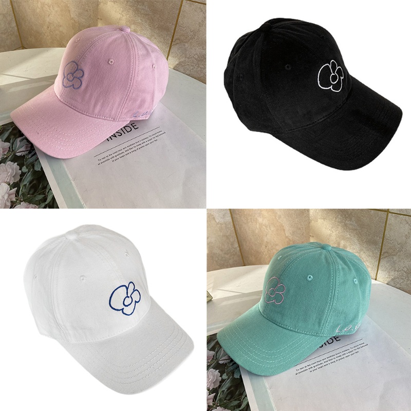 Mũ Lưỡi Trai Thêu Hoa Màu Sắc Ngọt Ngào Phong Cách Hàn Quốc Cho Nam Nữ