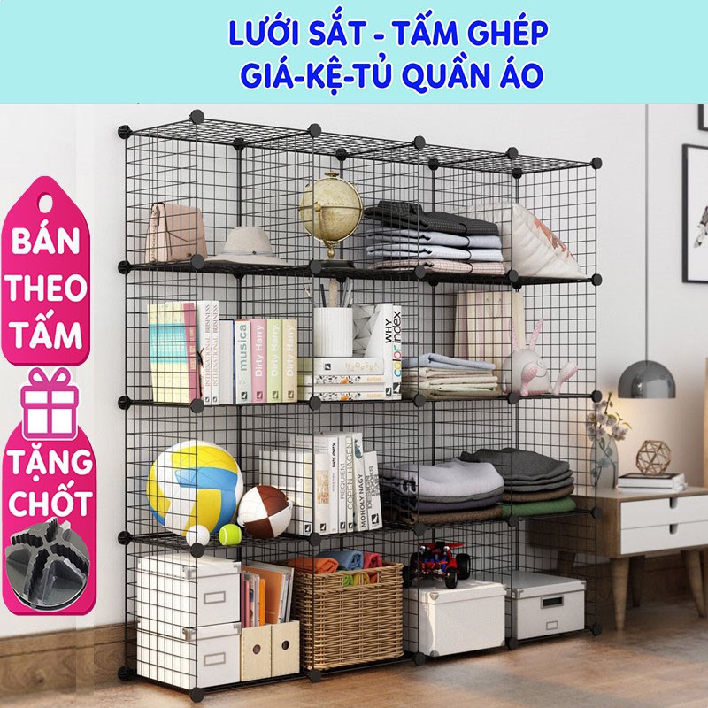 Khung lưới sắt trang trí,lắp ghép,décor nhà cửa,lắp ghép chuồng chó mèo,lồng cho mèo  đa năng 2 màu đen trắng(Tặng chốt)