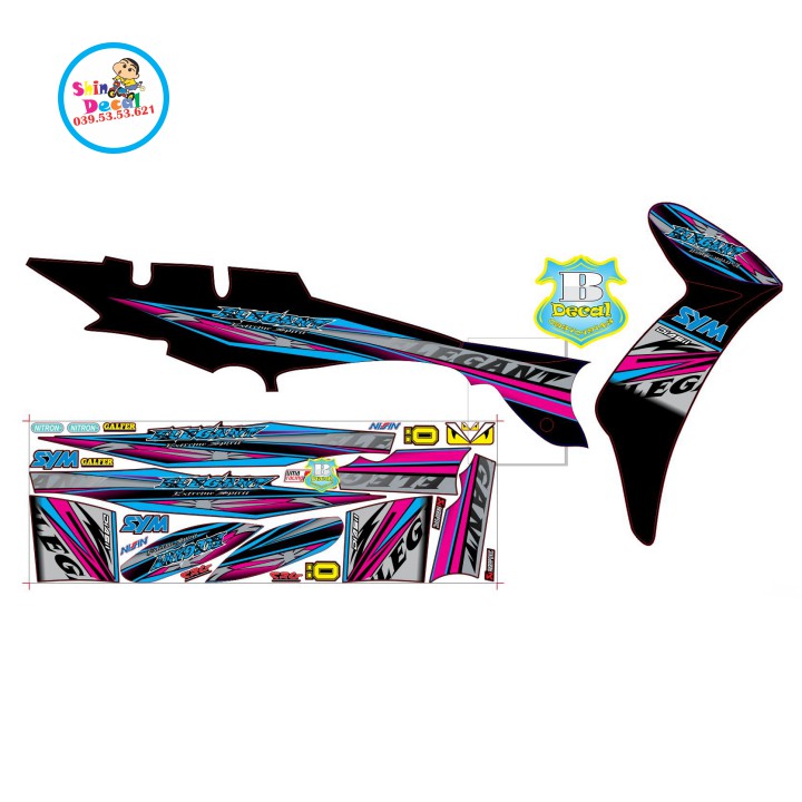 Tem xe elegant 50 2016 hồng xanh đen