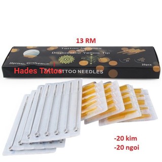 Bộ Kim xăm và Ngòi nhựa 13RM đánh màu ( 20 kim + 20 ngòi )