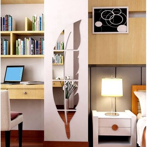 Bộ 12 Miếng Dán Tường Tráng Gương Hình Lục Giác 3D Màu Vàng / Bạc Họa Tiết Tổ Ong Độc Đáo Trang Trí Nhà Cửa / Văn Phòng / Phòng