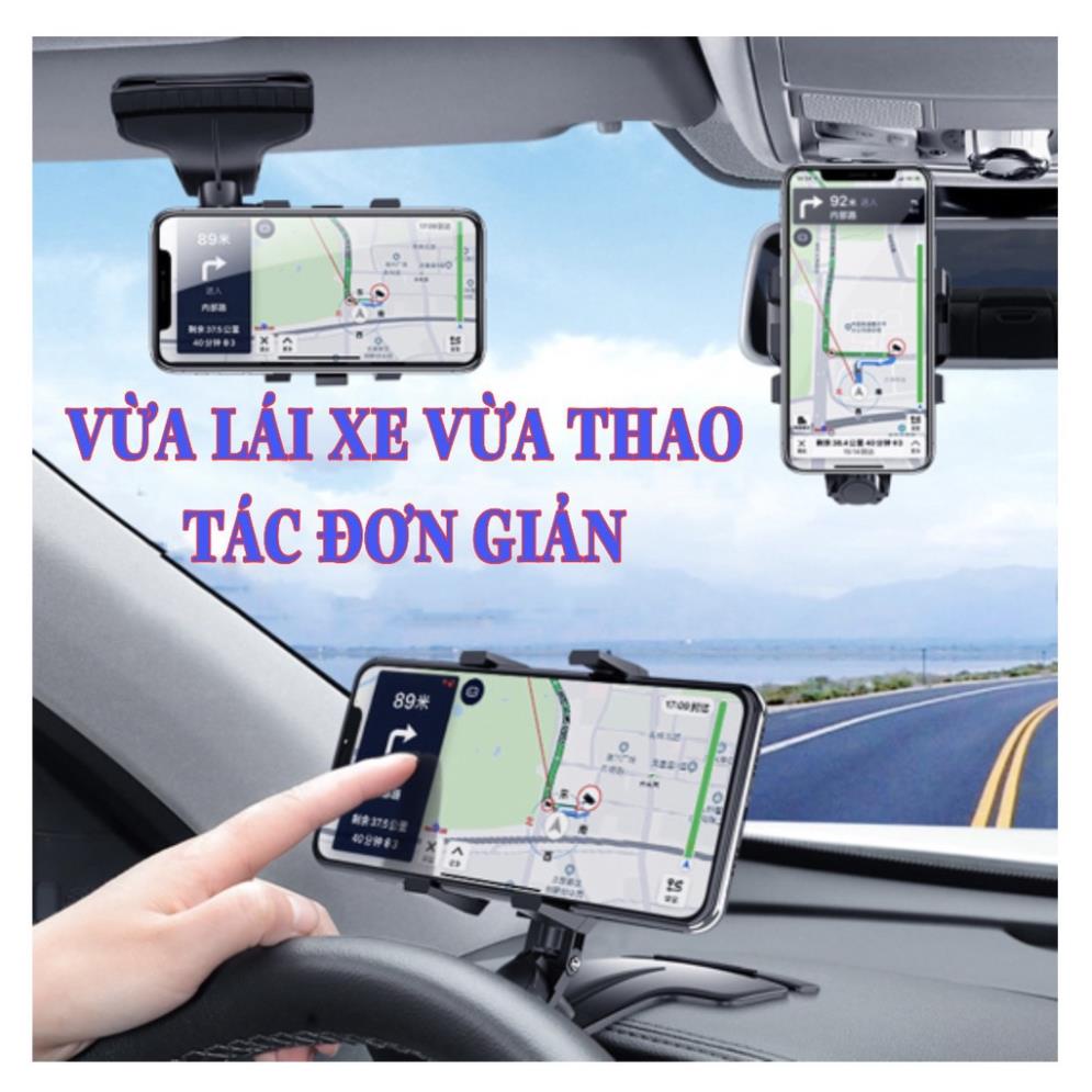 Giá đỡ điện thoại ô tô - Giá kẹp điện thoại ô tô- Taplo - Kẹp che nắng - Gương trong xe - Xoay 360 độ [Mẫu Mới Cao Cấp]