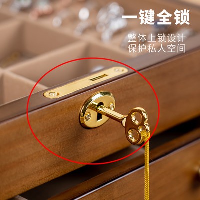 ۞ げ￠Hộp đồ trang sức cổ điển với khóa gỗ Trung Quốc Phong cách Trung Quốc trang điểm hộp đồ trang sức nhung gia dụng đồ