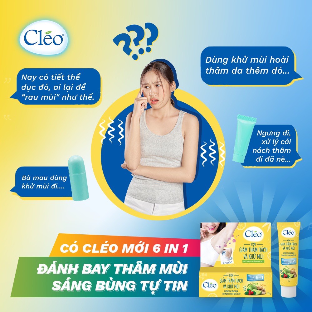 Kem Cléo Giảm Thâm Nách &amp; Khử Mùi, Trắng Da Mềm Mịn hàng chính hãng