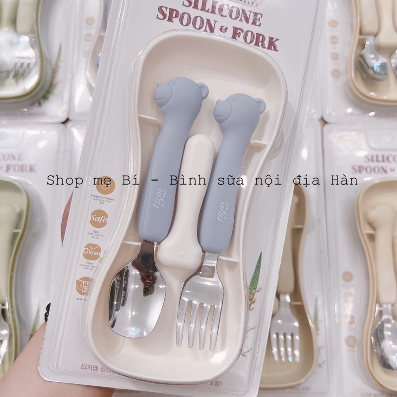 Set thìa dĩa Silicone SPOON &amp; FORK cho bé chính hãng TGM