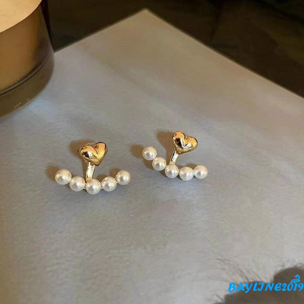 Khuyên tai nữ dáng dài đính ngọc trai nhân tạo thời trang