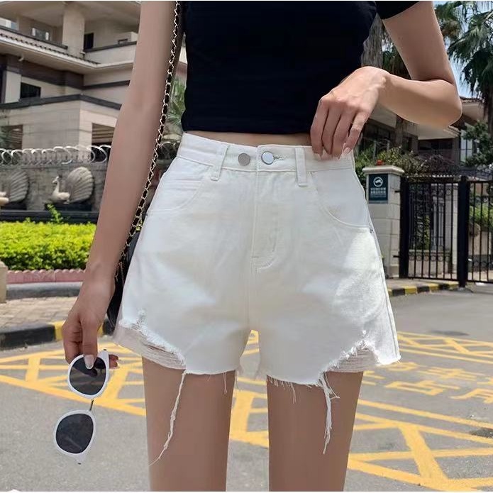 Quần short denim lưng cao phong cách Hàn Quốc dành cho nữ