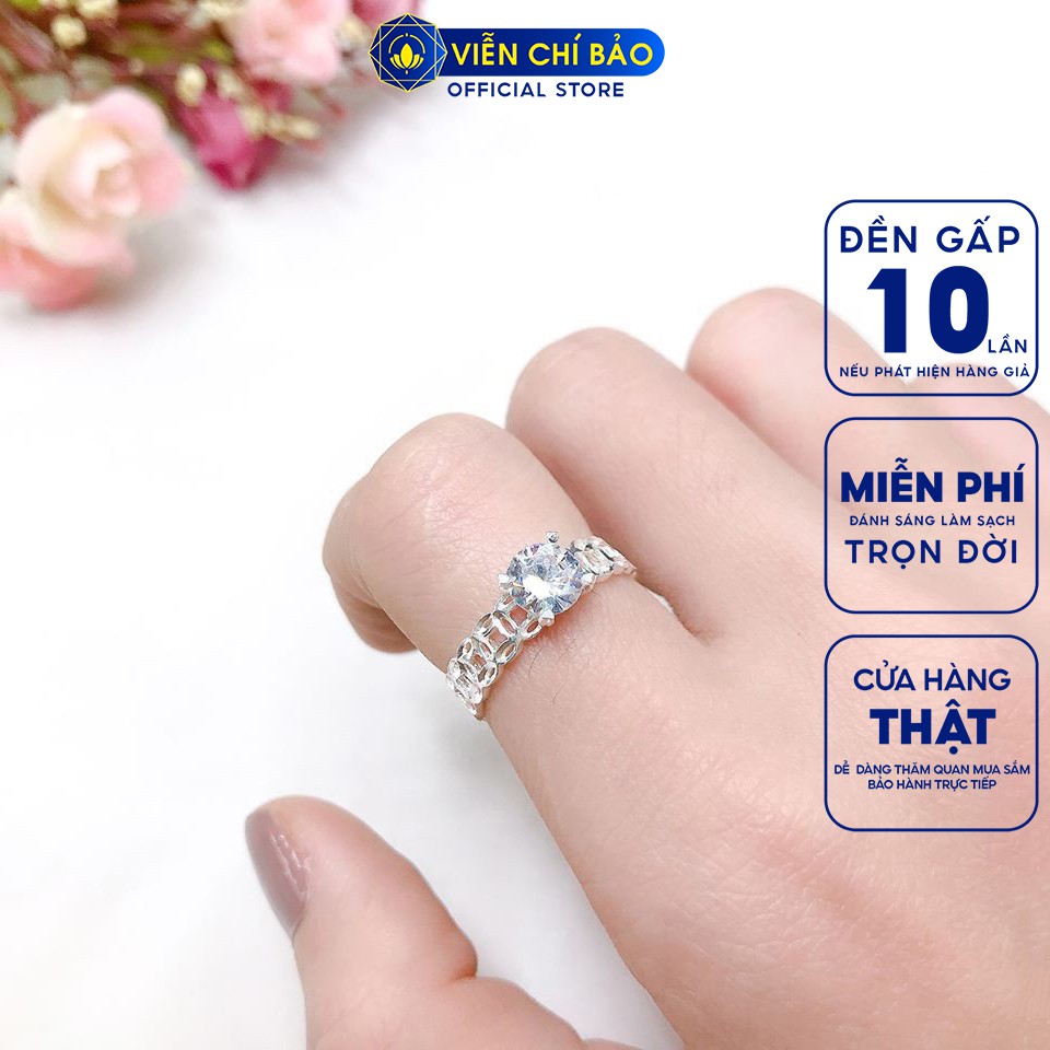 Nhẫn bạc nữ kim tiền đính đá cao chất liệu bạc 925 thời trang phụ kiện trang sức nữ Viễn Chí Bảo N400185