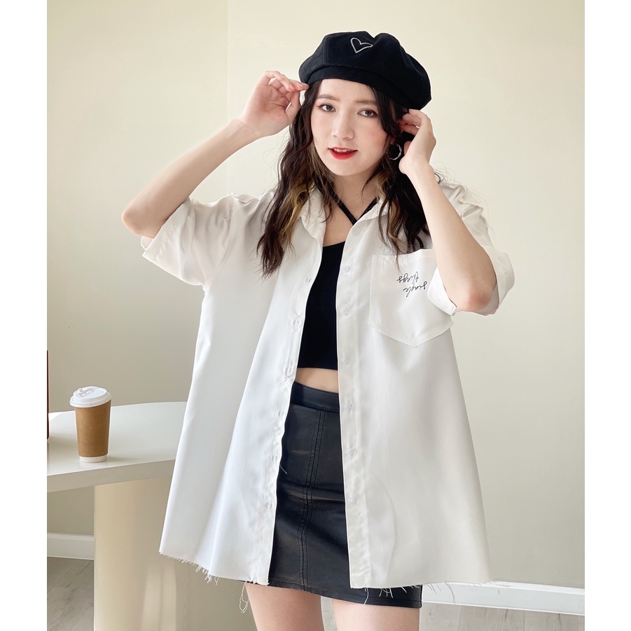 Áo sơ mi tay lỡ SIMPLE THINGS form rộng unisex nam nữ Ulzzang (Ảnh thật/ Có sẵn) | WebRaoVat - webraovat.net.vn