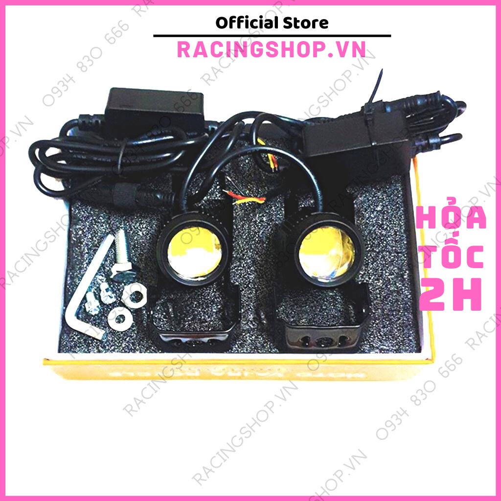 Đèn trợ sáng bi cầu mini Đèn led xe máy ️cos vàng pha trắng LEDVNRACING mẫu hot 2022 Bảo Hành 6T chính hãng RACINGSHOPVN