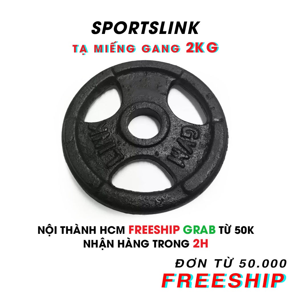 [ FREESHIP ] Tạ MIẾNG Gang 2kg SportsLink (Đen)