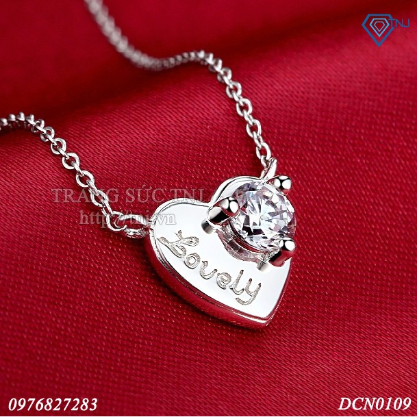 Dây chuyền nữ trái tim đẹp đính đá khắc tên theo yêu cầu DCN0109 - Trang Sức TNJ