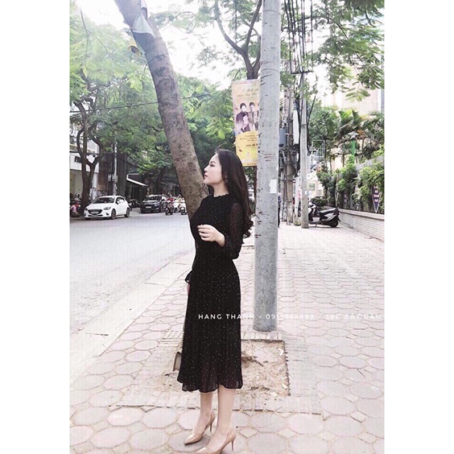 ⚡️FLASH SALE⚡️-VÁY MAXI CHẤM BI KÈM DÂY BUỘC EO HÀNG QUẢNG CHÂU L1 | BigBuy360 - bigbuy360.vn