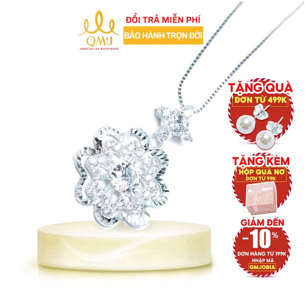 Dây chuyền bạc QMJ Vạn Hoa nạm đá, móc máy sáng với 3 tầng cánh bạc 925 cao cấp - Q289