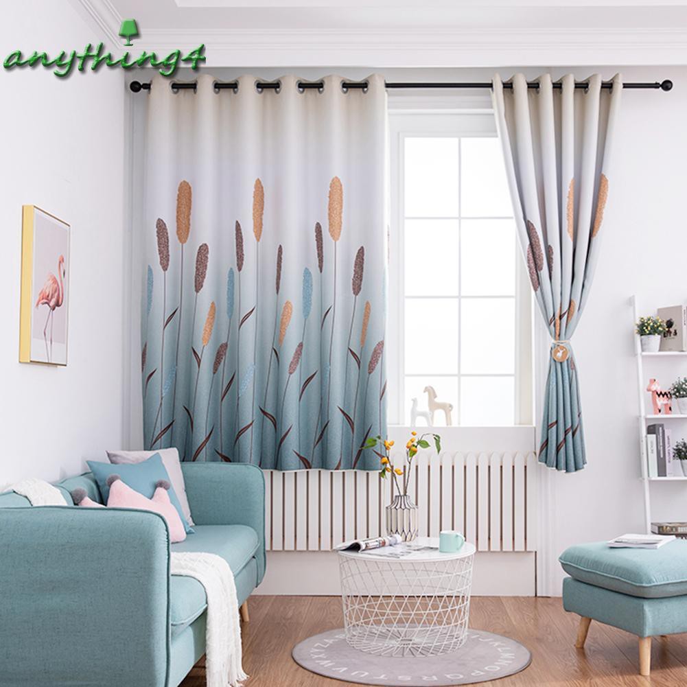 READY√ANY❀Reed Printing Polyester Window Blinds Drapes Living Room Blackout Curtains