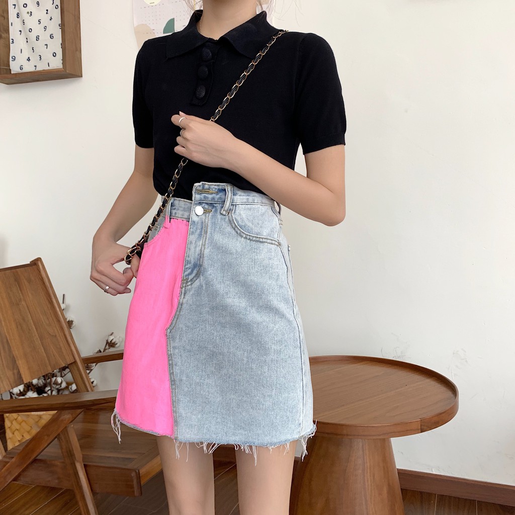 Chân váy jean chữ a mini Emilyshop