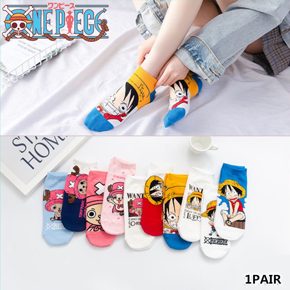 Bebetterm 1Pair Cartoon Ankle Socks Fashion Unisex 10 Styles Luffy Chopper One Piece Anime Accessories