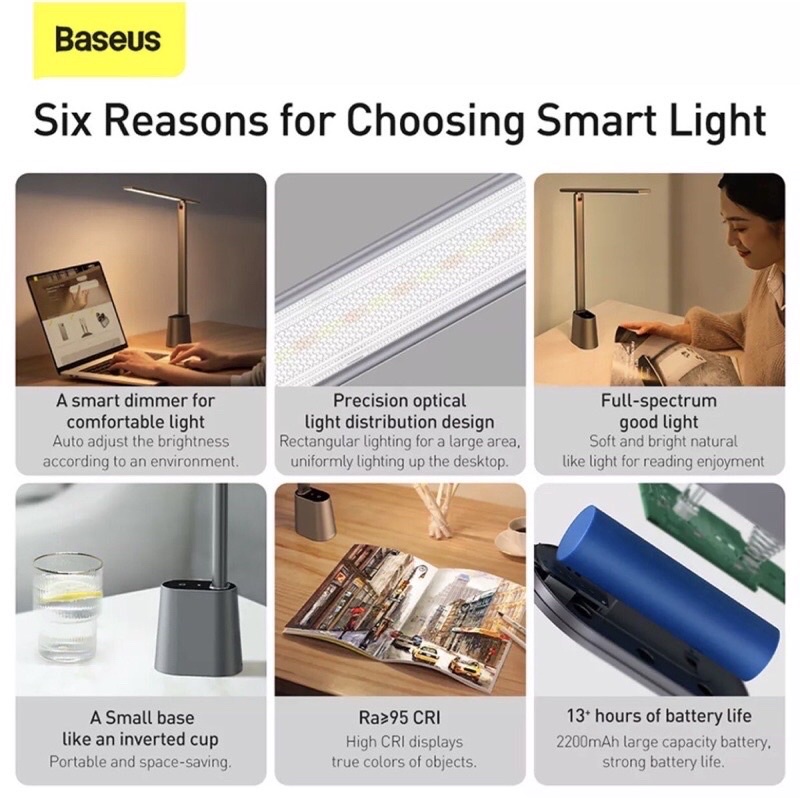 Đèn học chống cận để bàn chính hãng Baseus pin 3300mah