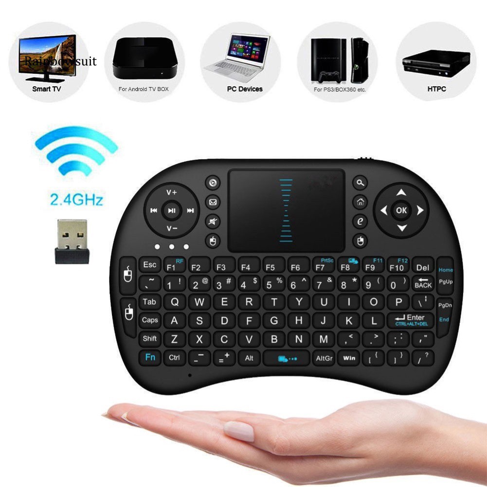 Bàn Phím Không Dây Mini I8 2.4ghz Tích Hợp Cảm Ứng Cho Tv Box Pc Laptop