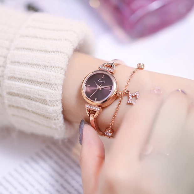 Đồng hồ lắc tay nữ Kimio 6400 dây rút mặt tròn kim loại đính kèm ngôi sao cực xinh