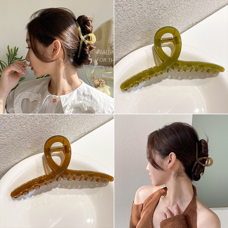 Kẹp Tóc Bướm Trong Suốt Màu Trơn Thanh Lịch Cho Nữ