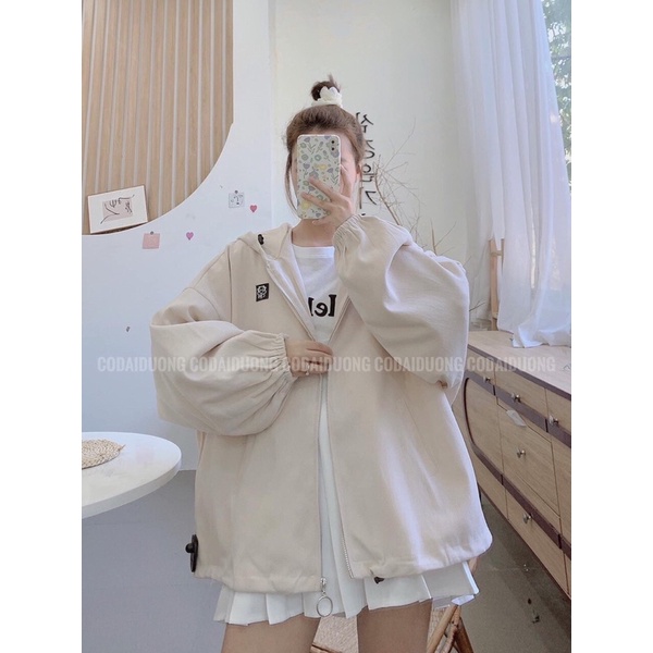Áo Khoác Kaki Chun Tay Bồng Thêu Logo Bò Sữa Ulzzang Hot(Ảnh Thật)