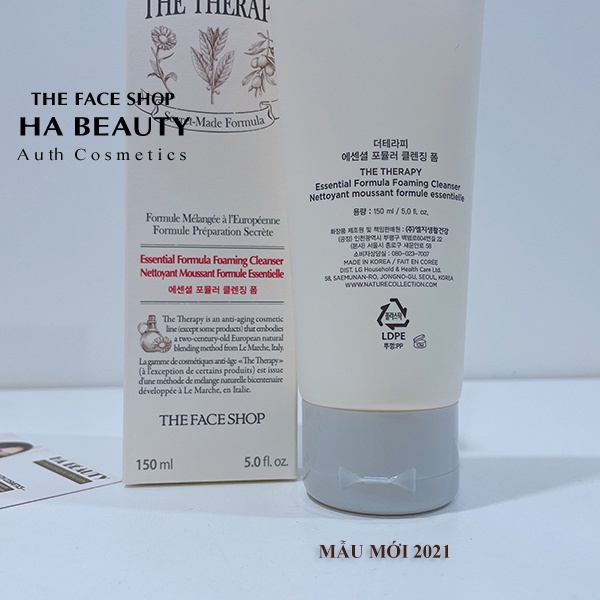 Sữa rửa mặt cấp ẩm chống lão hóa sạch sâu The Face Shop The Therapy Essential Foaming Cleanser 150ml dưỡng ẩm sâu