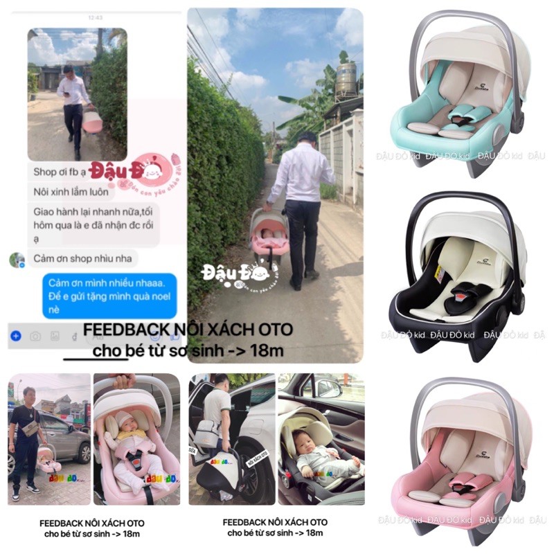 Nôi Xách Oto cho bé sơ sinh 0-18M