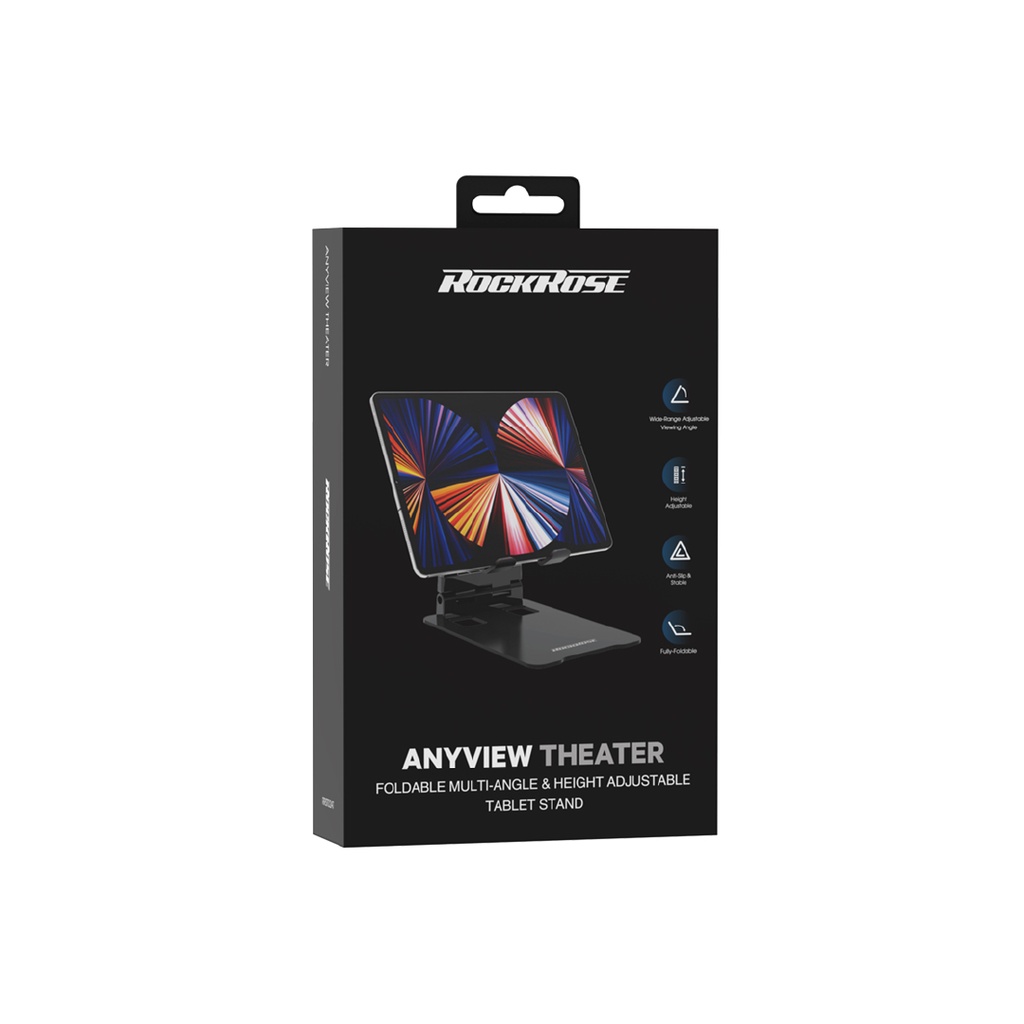 Giá Đỡ iPad Máy Tính Bảng ROCKROSE Anyview Theater - Chất Liệu Hợp Kim Nhôm Chống Trượt, Gấp Gọn Đa Năng, Xoay 90 Độ