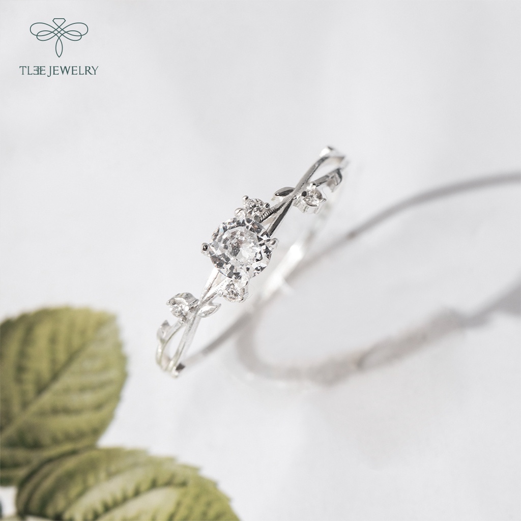 Nhẫn bạc nữ TLEE đính đá nhỏ lấp lánh dây xoắn nữ tính NCJ A0211