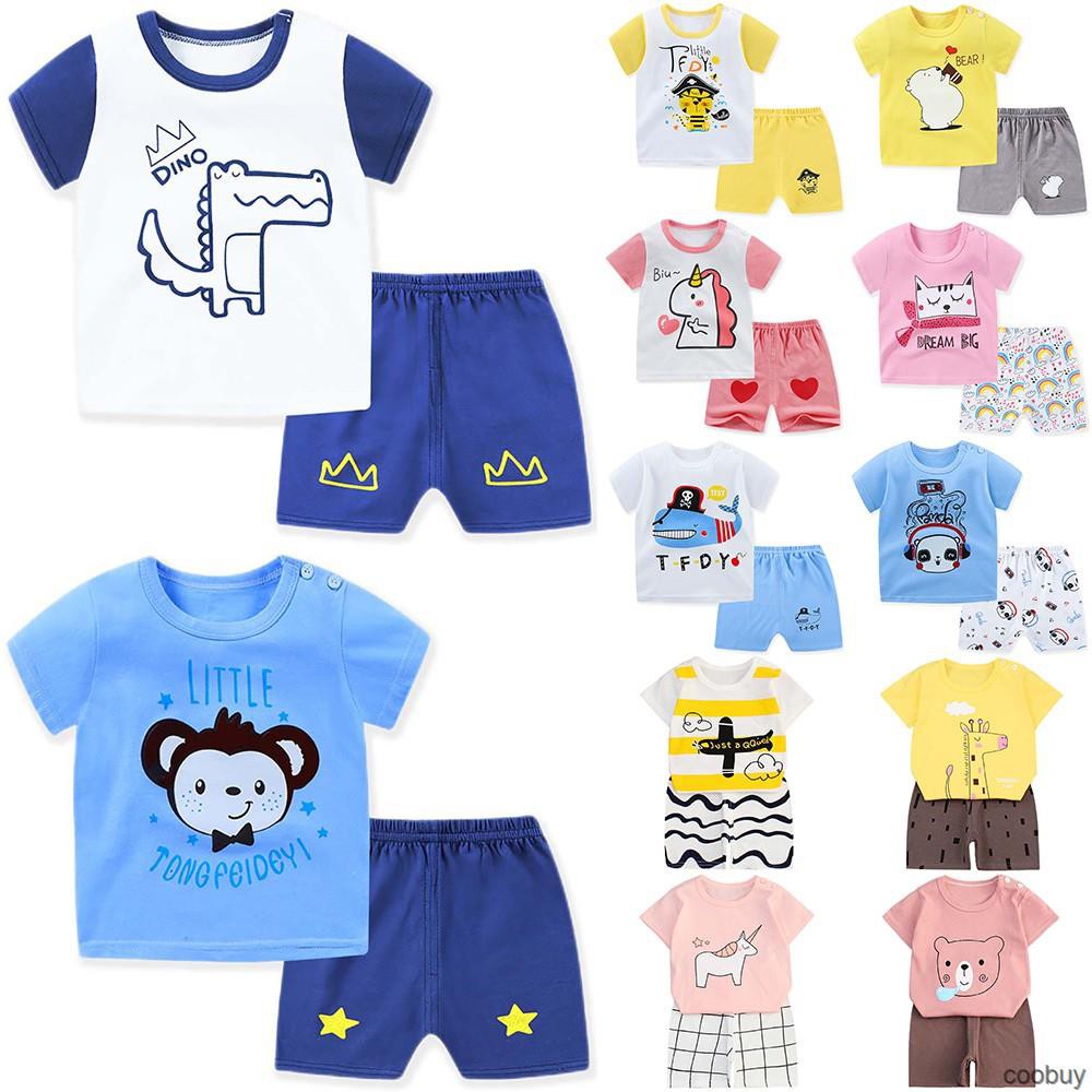 Set Áo Thun Tay Ngắn &amp; Quần Short Cho Bé Trai &amp; Gái