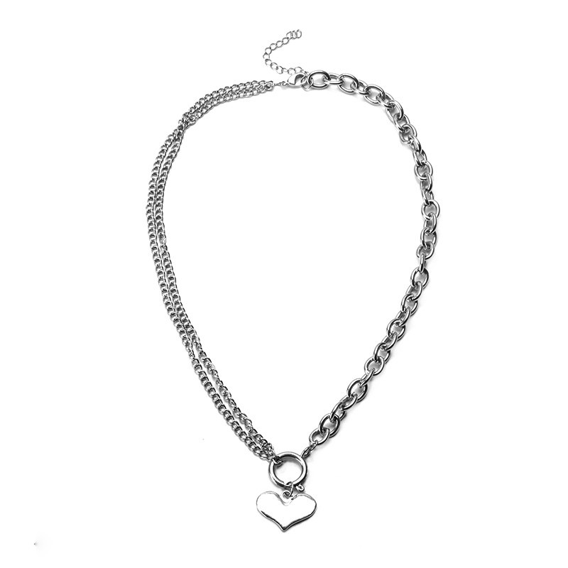 Dây chuyền xích trái tim phối 2 dang dây