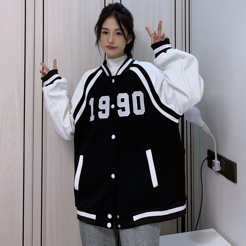 Áo khoác bomber unisex Yinxx, jacket form rộng 2 lớp màu xanh - màu đen AK11