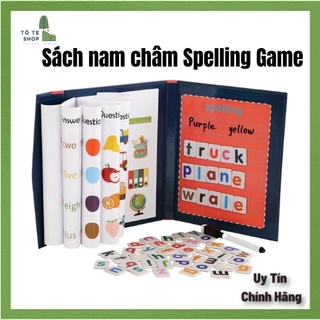 Spelling Game - Bộ sách nam châm ghép chữ và số  cho bé, tặng kèm bút lông có đầu xoá, học từ vựng tiếng Anh 8 chủ đề