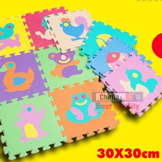 Bộ 10 Thảm xốp ghép hình thú lót sàn, tấm trải sàn nhám, chống trượt an toàn