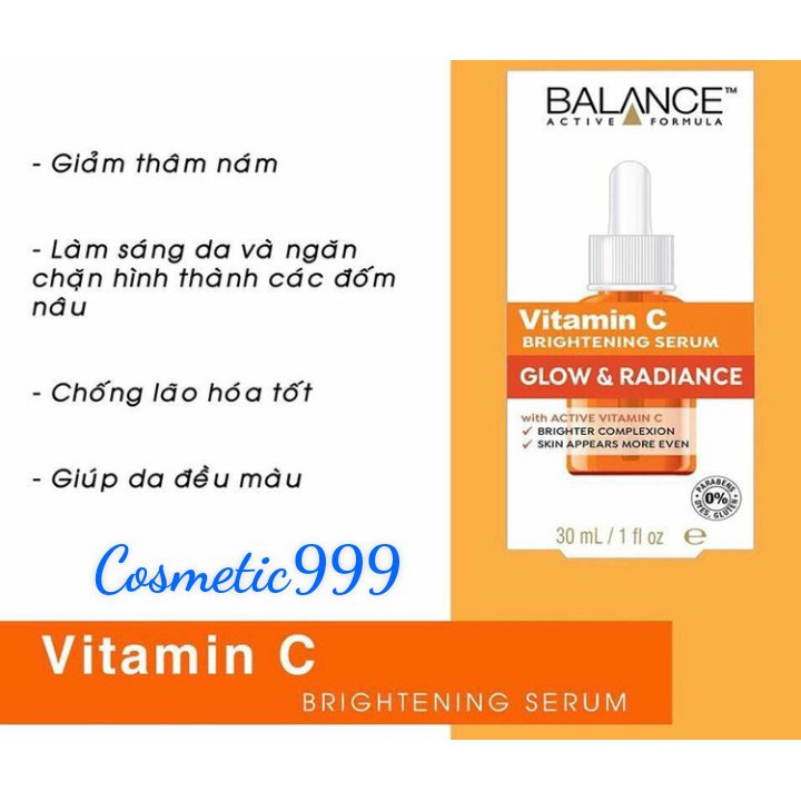 Serum vitamin c, serum balance active fomula vitamin c brightening 30ml mờ thâm mụn, mờ nám tàn nhang Cosmetic999