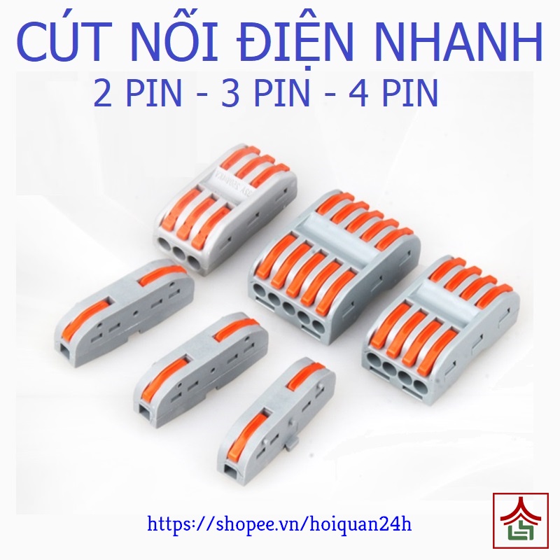 Cút Nối Nhanh Dây Điện 2 3 4 Cổng Loại Thẳng Nhựa Chống Cháy