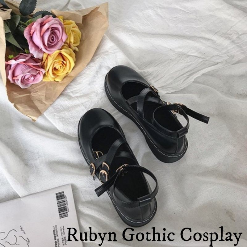 [NEW]  Giày búp bê lolita quai chéo Mary Janes, phong cách lolita ( BÓNG và NHÁM )
