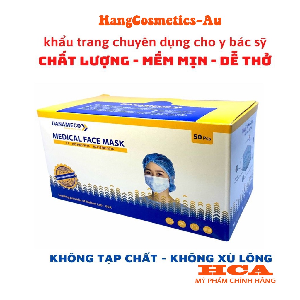 Khẩu Trang Y Tế Danameco 4 Lớp Kháng Khuẩn Hộp 50 Cái Hàng Công Ty Có Hóa Đơn VAT