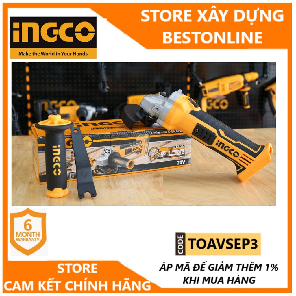 Máy mài góc dùng pin 20V Ingco CATLI1001