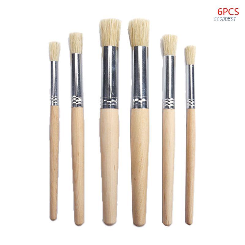 Set 6 Cọ Vẽ Màu Nước Tay Cầm Bằng Gỗ Tiện Dụng