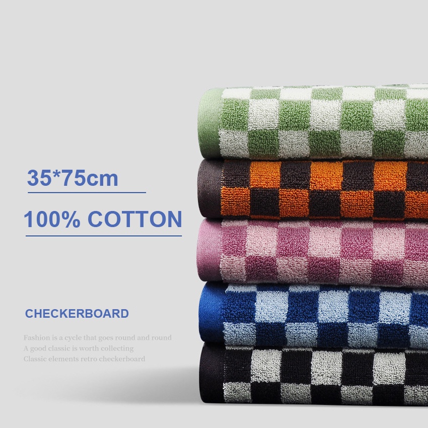 Khăn Mặt 100% Cotton Dày Dặn Siêu Thấm Hút Họa Tiết Kẻ Sọc Trắng Đen Cho Người Lớn