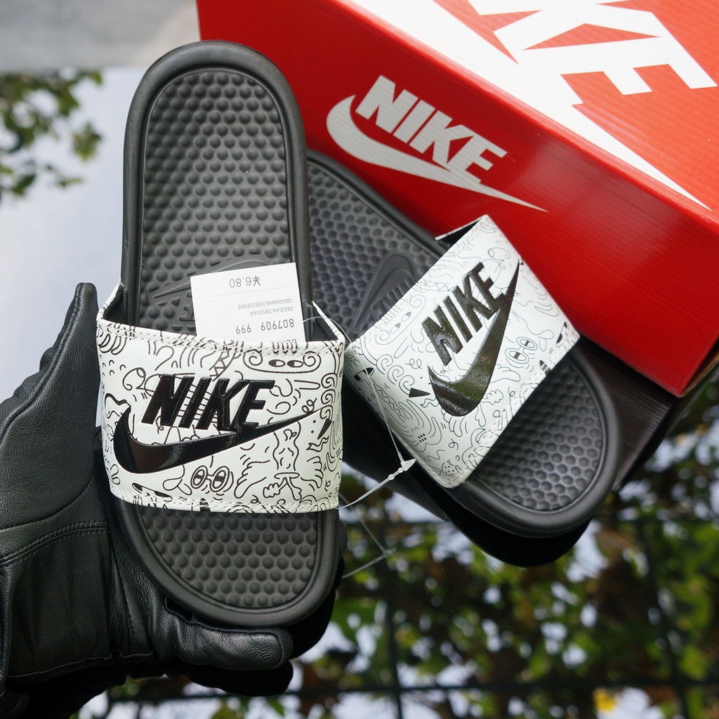 Dép Nike, MLB, NB FREE SHIP + hộp hãng + tem tag hot trend hàng loại 1.1 nike đế mềm êm quai ngang nam nữ. BH Slippers