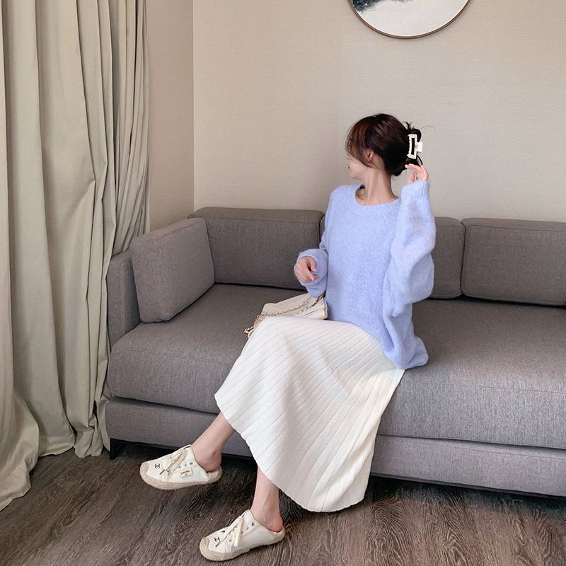 Chân Váy Len Chữ a Lưng Cao Co Giãn Thời Trang Thu Đông Dành Cho Nữ