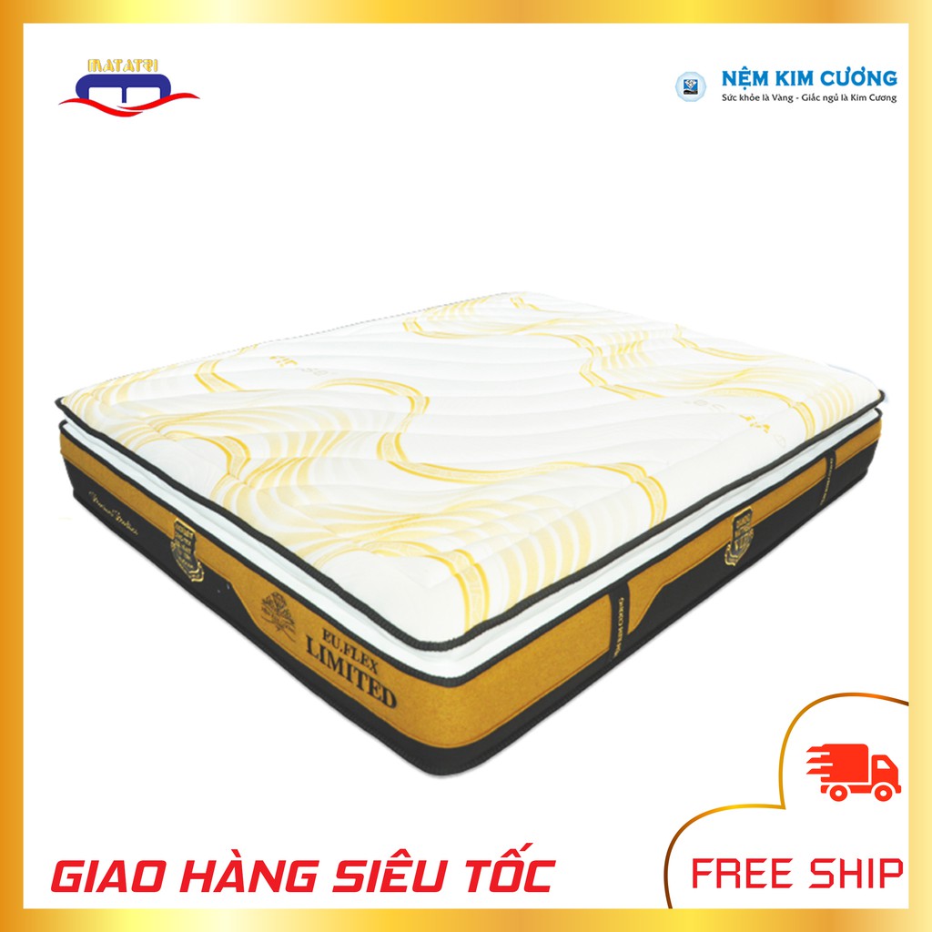 Nệm lò xo túi độc lập kết hợp foam và topper 7 vùng cao cấp chính hãng Kim Cương EU.FLEX LIMITED cao 28 cm.